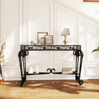 Console moderne en verre et métal pour entrée avec rangement et montage facile