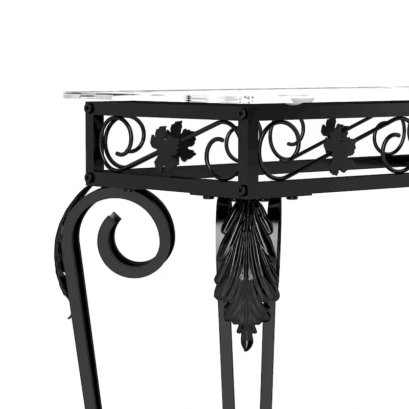 Console moderne en verre et métal pour entrée avec rangement et montage facile