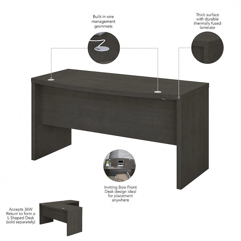 Bureau d'ordinateur de 60 pouces avec façade incurvée