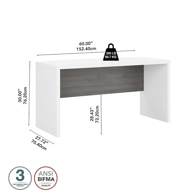 Bureau d'ordinateur de 60 pouces avec façade incurvée