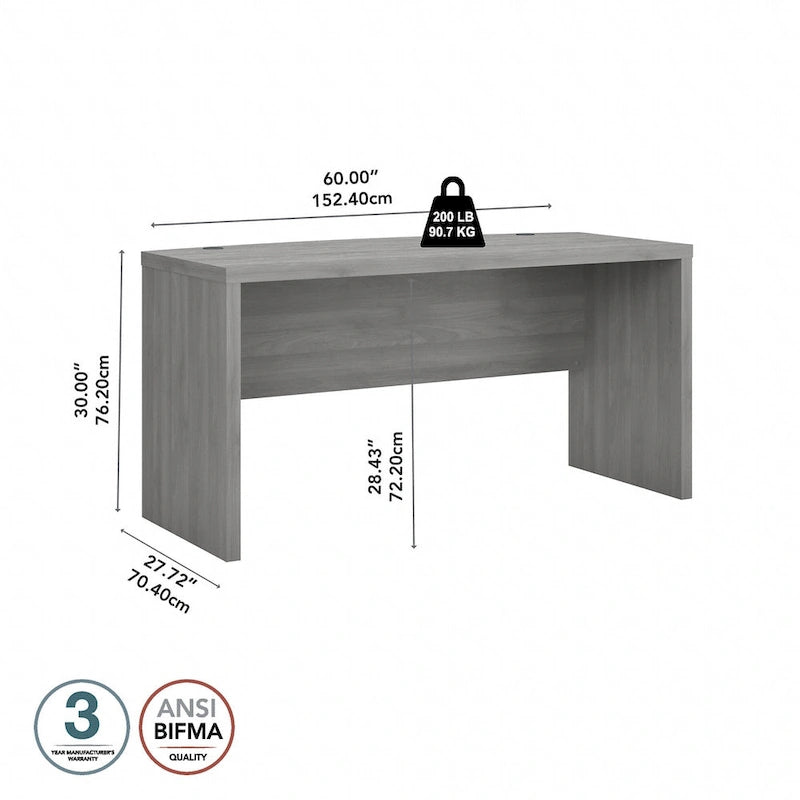 Bureau d'ordinateur de 60 pouces avec façade incurvée