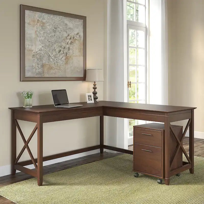 Bureau d'angle 60W (avec meuble de rangement à roulettes)