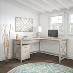 Bureau d'angle 60W (avec meuble de rangement à roulettes)