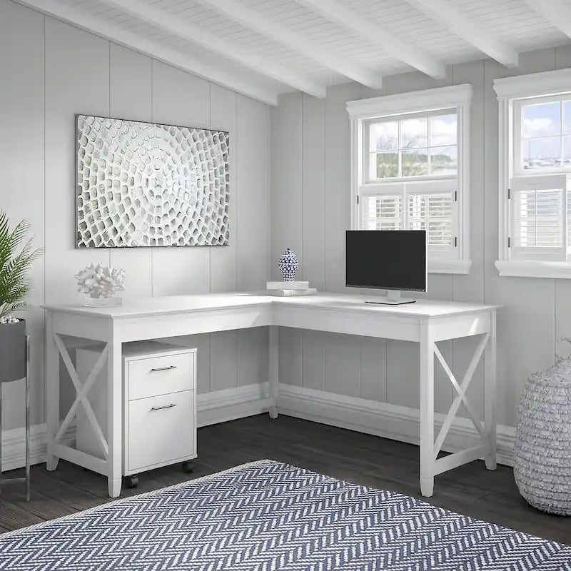 Bureau d'angle 60W (avec meuble de rangement à roulettes)
