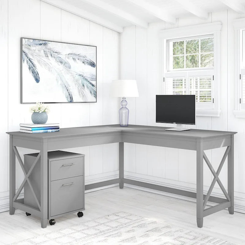 Bureau d'angle 60W (avec meuble de rangement à roulettes)