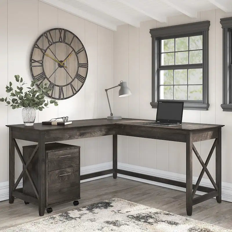 Bureau d'angle 60W (avec meuble de rangement à roulettes)