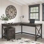 Bureau d'angle 60W (avec meuble de rangement à roulettes)