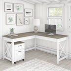 Bureau d'angle 60W (avec meuble de rangement à roulettes)