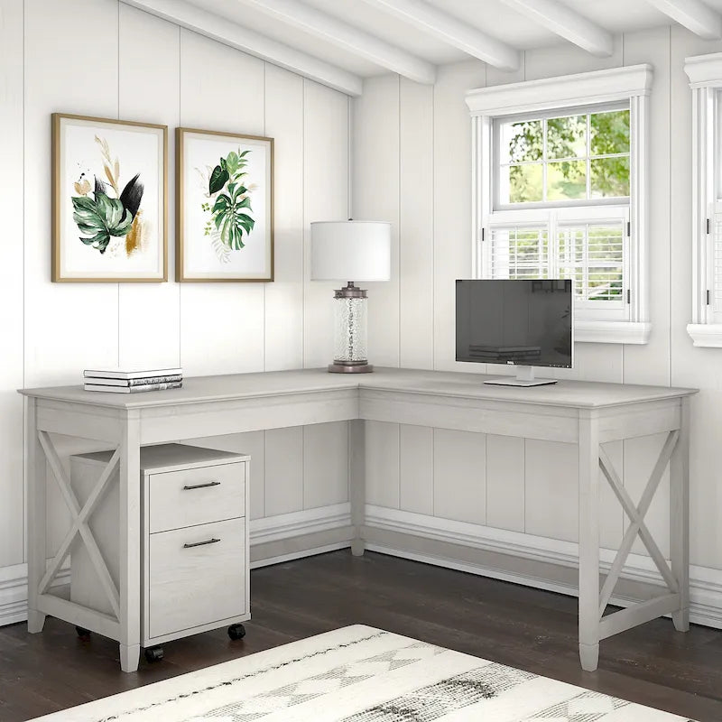 Bureau d'angle 60W (avec meuble de rangement à roulettes)