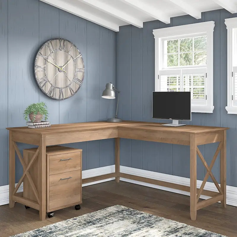 Bureau d'angle 60W (avec meuble de rangement à roulettes)
