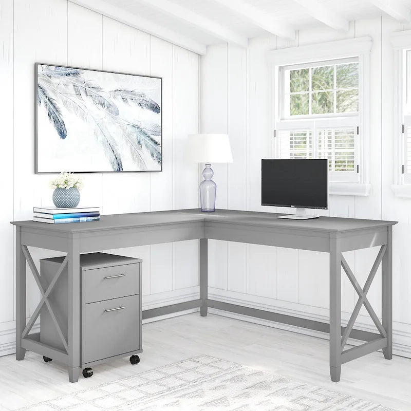 Bureau d'angle 60W (avec meuble de rangement à roulettes)