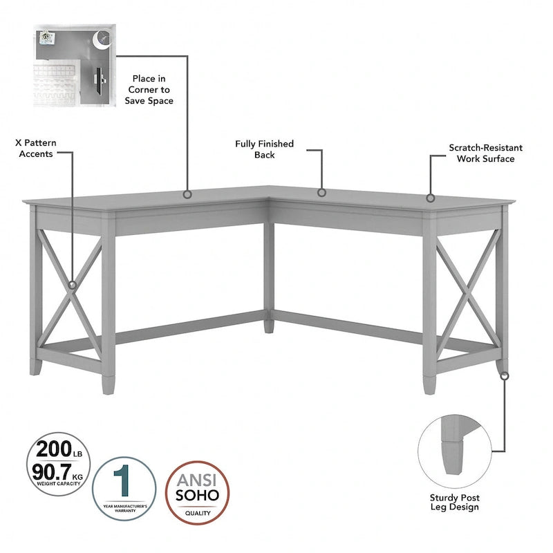 Bureau d'angle 60W (avec meuble de rangement à roulettes)