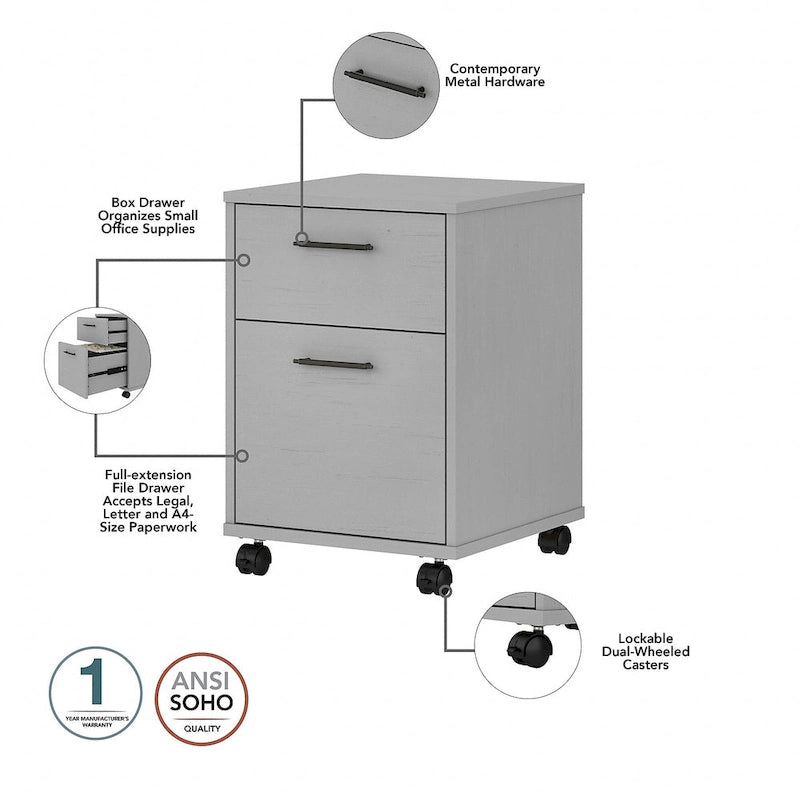 Bureau d'angle 60W (avec meuble de rangement à roulettes)