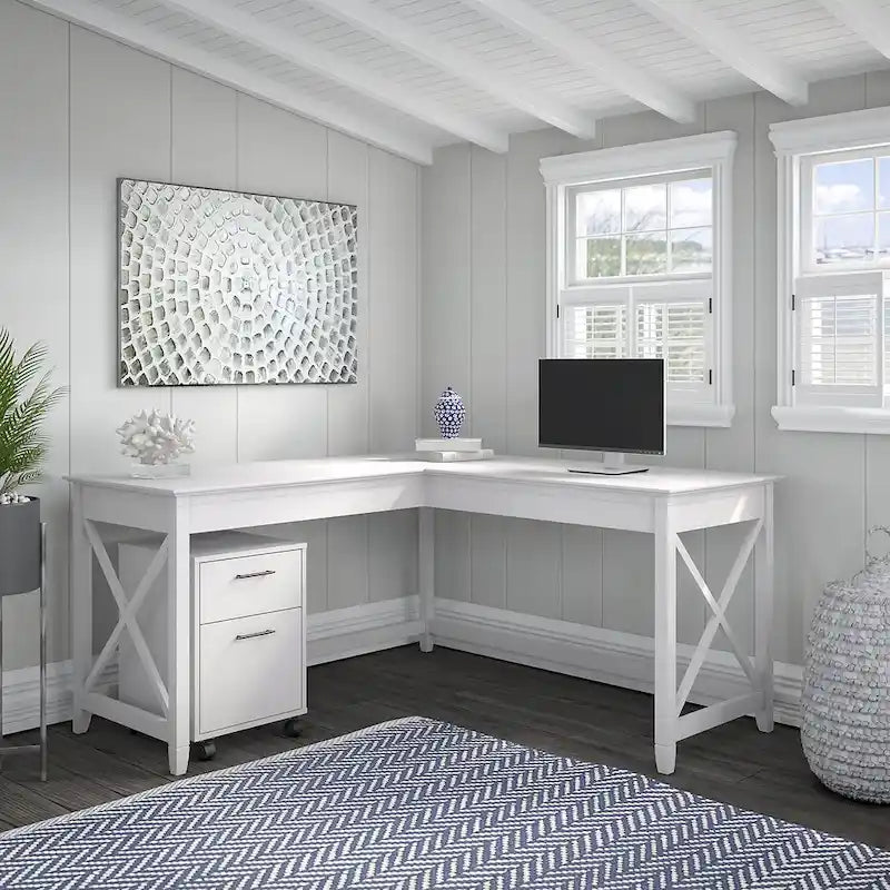 Bureau d'angle 60W (avec meuble de rangement à roulettes)