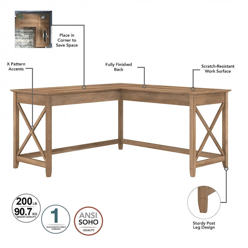 Bureau d'angle 60W (avec meuble de rangement à roulettes)