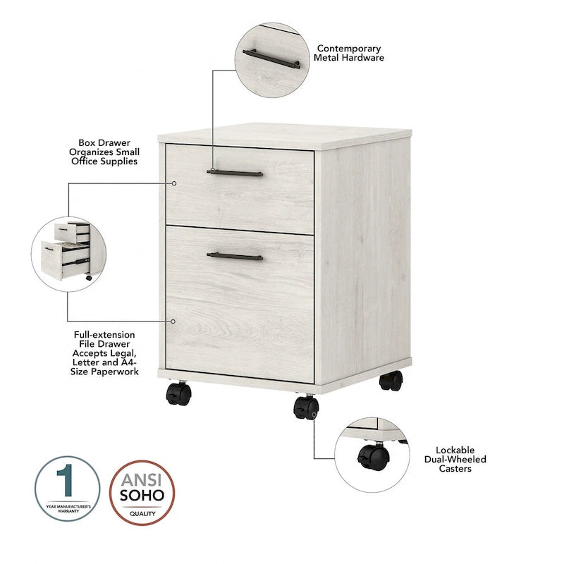 Bureau d'angle 60W (avec meuble de rangement à roulettes)