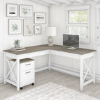 Bureau d'angle 60W (avec meuble de rangement à roulettes)