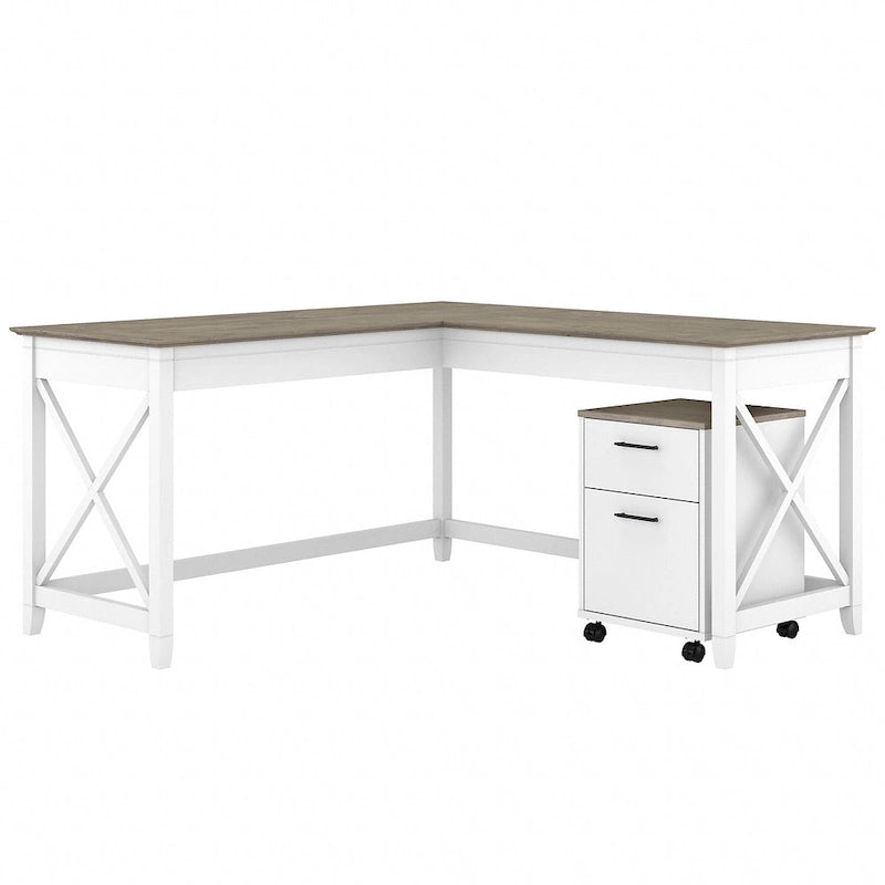Bureau d'angle 60W (avec meuble de rangement à roulettes)