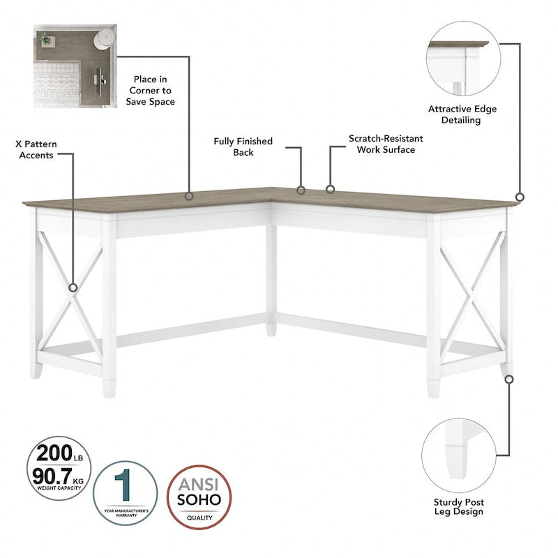 Bureau d'angle 60W (avec meuble de rangement à roulettes)