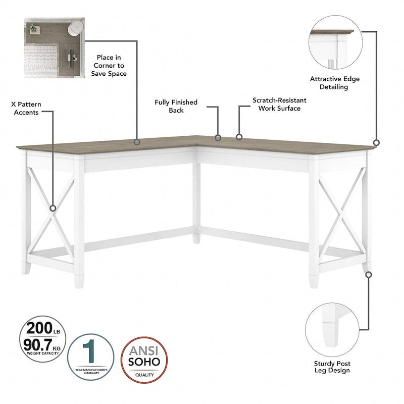 Bureau d'angle 60W (avec meuble de rangement à roulettes)