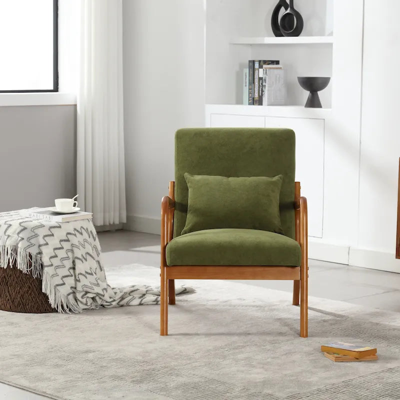 GDFStudio - Fauteuil d'appoint Olivia en velours avec cadre en bois massif et coussin confortable