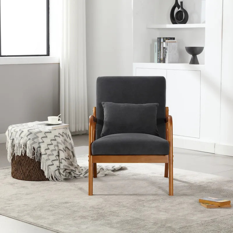 GDFStudio - Fauteuil d'appoint Olivia en velours avec cadre en bois massif et coussin confortable