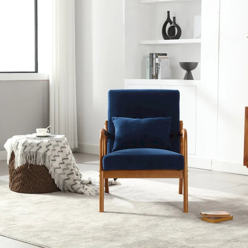 GDFStudio - Fauteuil d'appoint Olivia en velours avec cadre en bois massif et coussin confortable