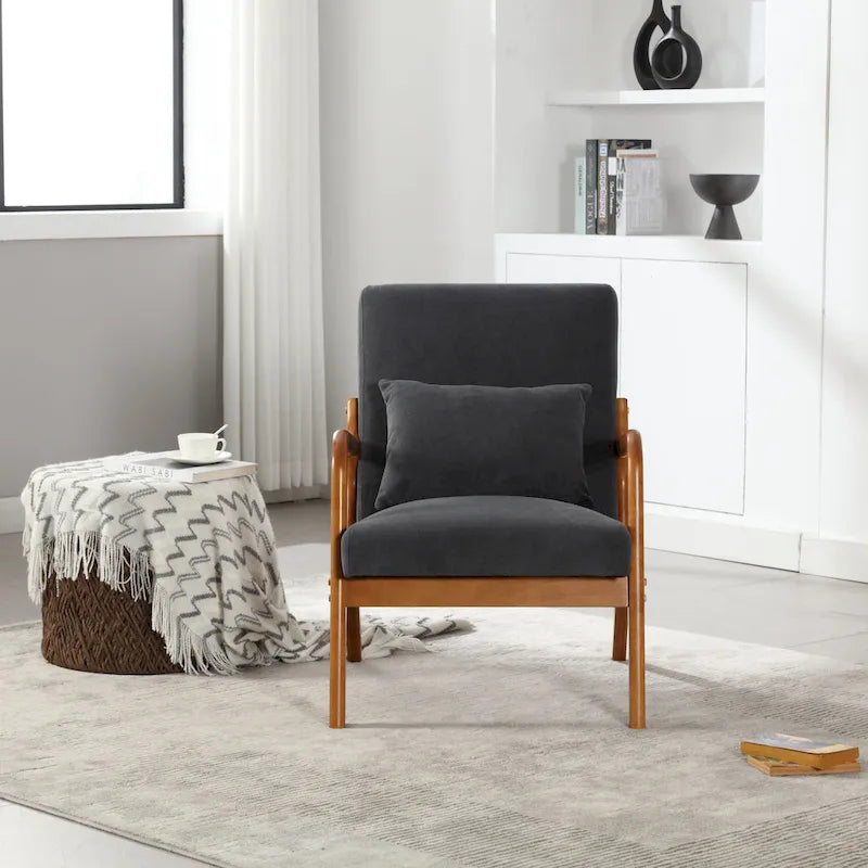 GDFStudio - Fauteuil d'appoint Olivia en velours avec cadre en bois massif et coussin confortable