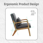 GDFStudio - Fauteuil d'appoint Olivia en velours avec cadre en bois massif et coussin confortable