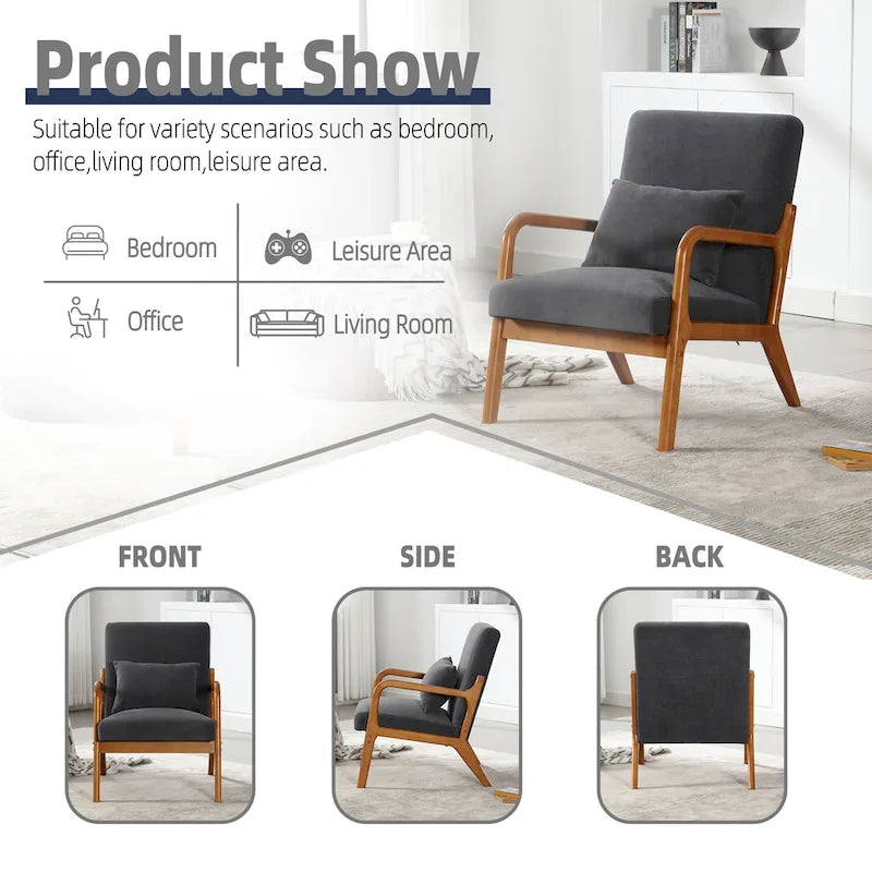 GDFStudio - Fauteuil d'appoint Olivia en velours avec cadre en bois massif et coussin confortable
