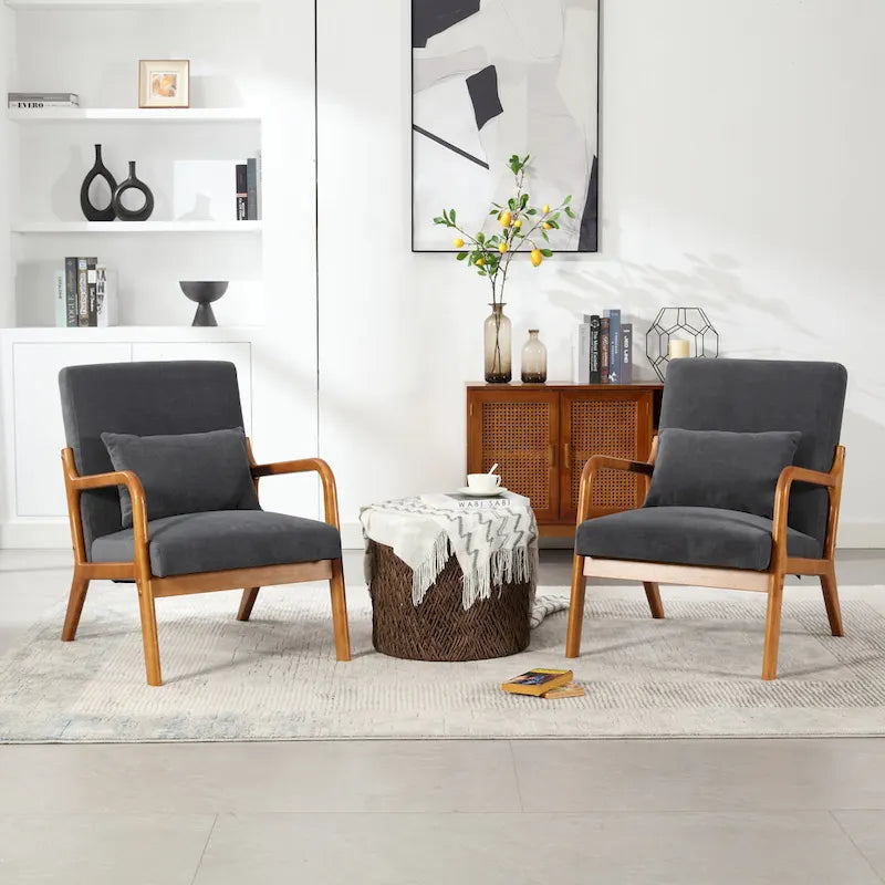 GDFStudio - Fauteuil d'appoint Olivia en velours avec cadre en bois massif et coussin confortable