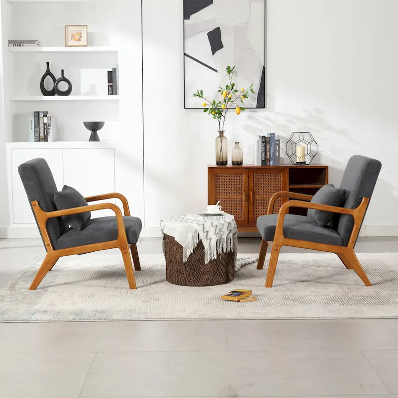 GDFStudio - Fauteuil d'appoint Olivia en velours avec cadre en bois massif et coussin confortable
