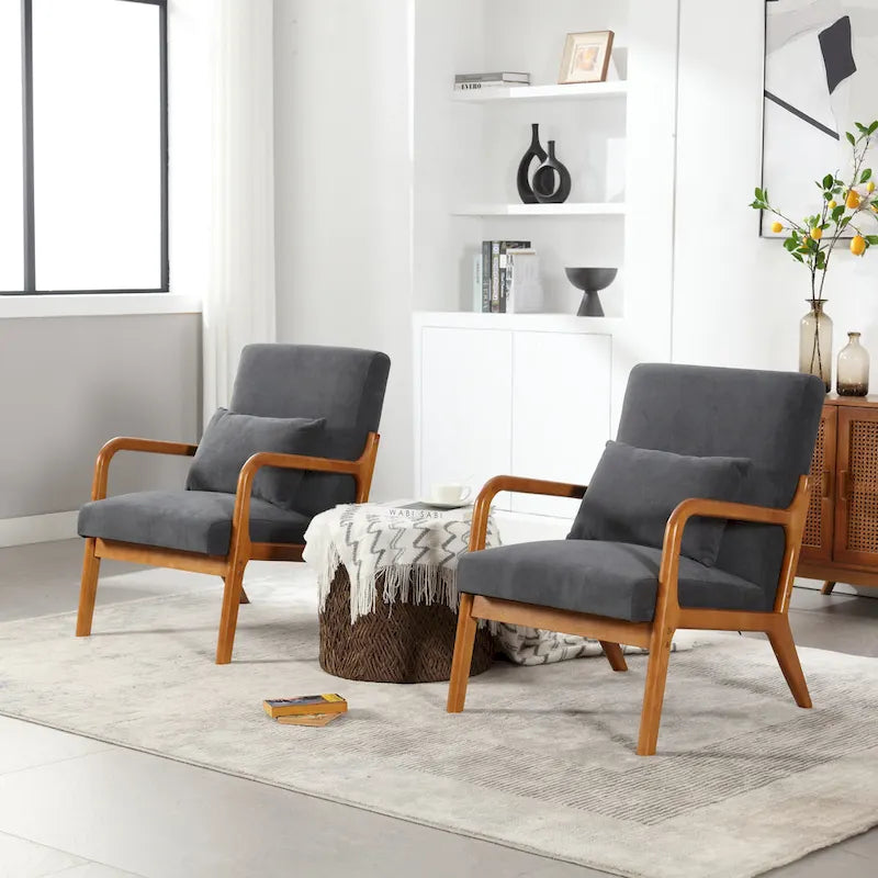 GDFStudio - Fauteuil d'appoint Olivia en velours avec cadre en bois massif et coussin confortable