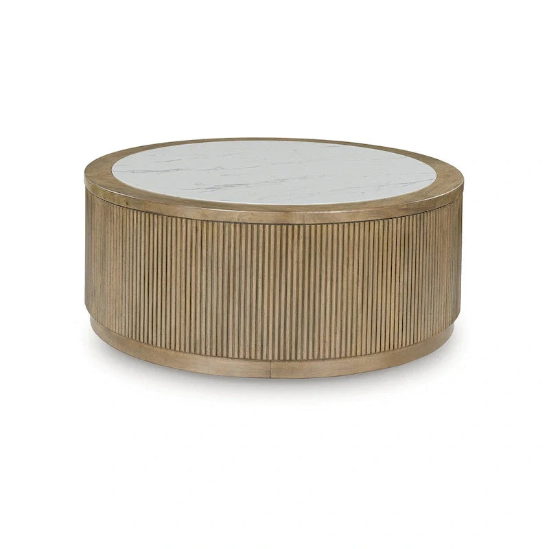Table basse Signature Design by Ashley Camdill brun clair/blanc - 42 L x 42 P x 17,5 H
