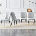Lot de 4 chaises de salle à manger modernes avec dossier et assise rembourrés en similicuir, pieds en métal, pour salle à manger, salon et chambre à coucher