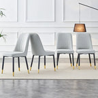 Lot de 4 chaises de salle à manger modernes avec dossier et assise rembourrés en similicuir, pieds en métal, pour salle à manger, salon et chambre à coucher