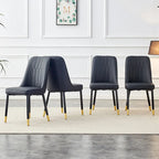 Lot de 4 chaises de salle à manger modernes avec dossier et assise rembourrés en similicuir, pieds en métal, pour salle à manger, salon et chambre à coucher