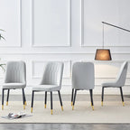 Lot de 4 chaises de salle à manger modernes avec dossier et assise rembourrés en similicuir, pieds en métal, pour salle à manger, salon et chambre à coucher