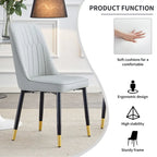 Lot de 4 chaises de salle à manger modernes avec dossier et assise rembourrés en similicuir, pieds en métal, pour salle à manger, salon et chambre à coucher