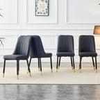 Lot de 4 chaises de salle à manger modernes avec dossier et assise rembourrés en similicuir, pieds en métal, pour salle à manger, salon et chambre à coucher
