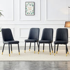 Lot de 4 chaises de salle à manger modernes avec dossier et assise rembourrés en similicuir, pieds en métal, pour salle à manger, salon et chambre à coucher