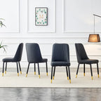 Lot de 4 chaises de salle à manger modernes avec dossier et assise rembourrés en similicuir, pieds en métal, pour salle à manger, salon et chambre à coucher