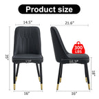 Lot de 4 chaises de salle à manger modernes avec dossier et assise rembourrés en similicuir, pieds en métal, pour salle à manger, salon et chambre à coucher