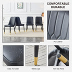 Lot de 4 chaises de salle à manger modernes avec dossier et assise rembourrés en similicuir, pieds en métal, pour salle à manger, salon et chambre à coucher