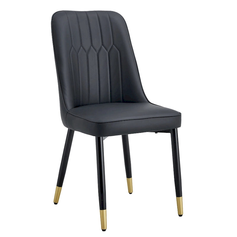 Lot de 4 chaises de salle à manger modernes avec dossier et assise rembourrés en similicuir, pieds en métal, pour salle à manger, salon et chambre à coucher