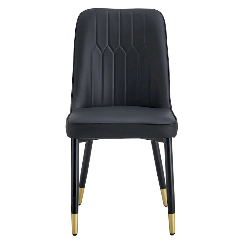 Lot de 4 chaises de salle à manger modernes avec dossier et assise rembourrés en similicuir, pieds en métal, pour salle à manger, salon et chambre à coucher