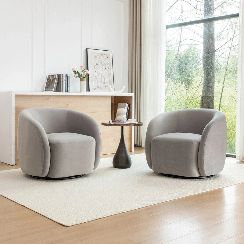 Fauteuil d'appoint pivotant à 360 degrés en velours SEYNAR Modern Glam (lot de 2)