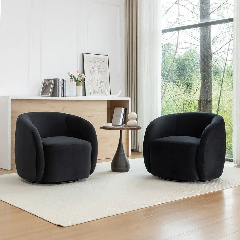 Fauteuil d'appoint pivotant à 360 degrés en velours SEYNAR Modern Glam (lot de 2)
