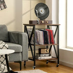 Costway Meuble de rangement pour disques vinyles, support pour platine vinyle roulant à 3 niveaux - Voir détails