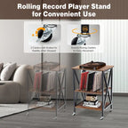 Costway Meuble de rangement pour disques vinyles, support pour platine vinyle roulant à 3 niveaux - Voir détails